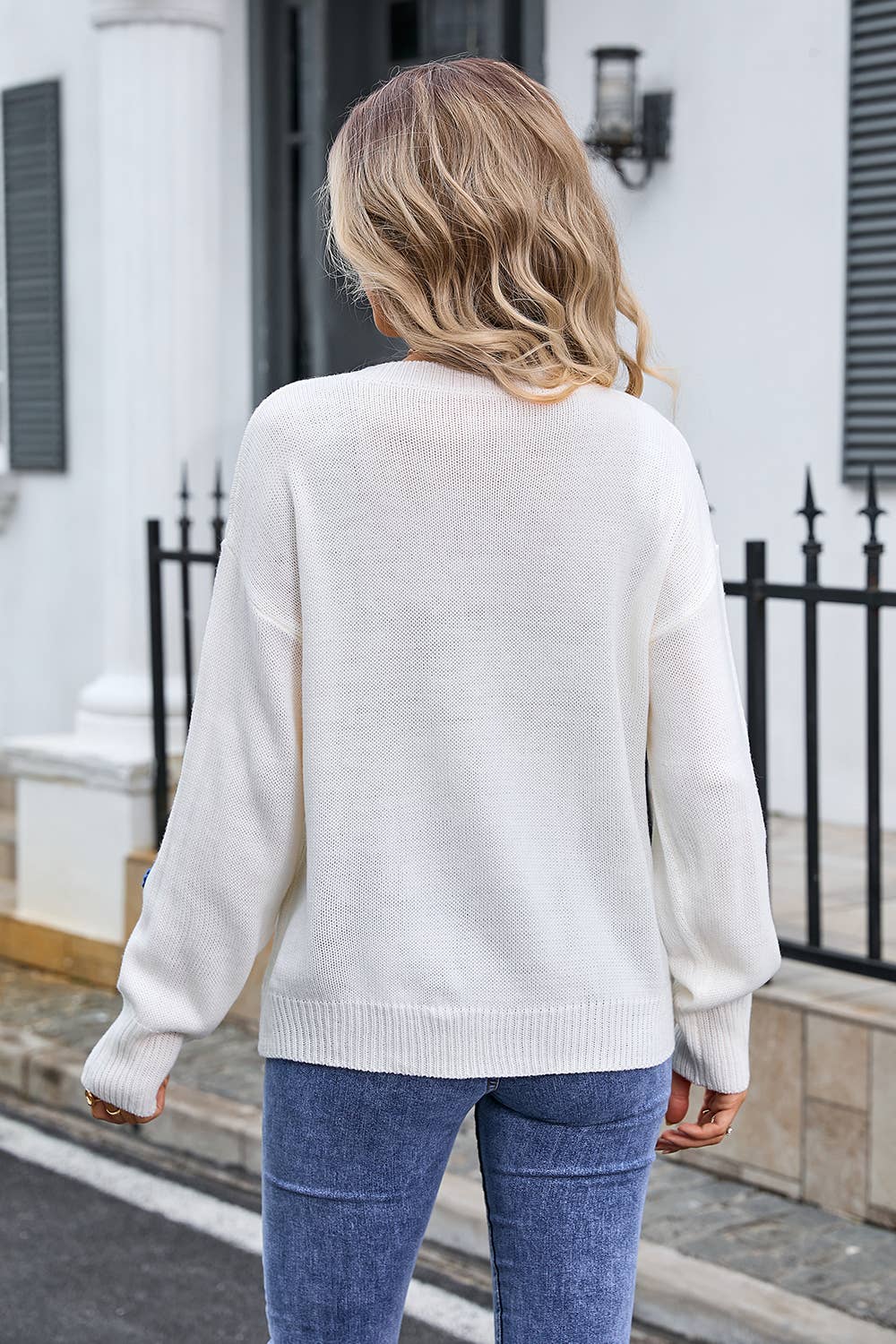 FLORAL SWEATER LOOSE CREW-NECK SWEATER