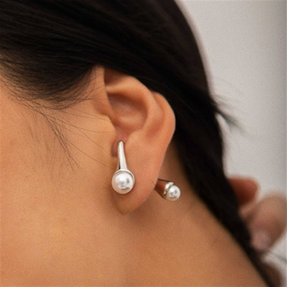 Vintage Layered Natural Stone Pearl Gold Earrings