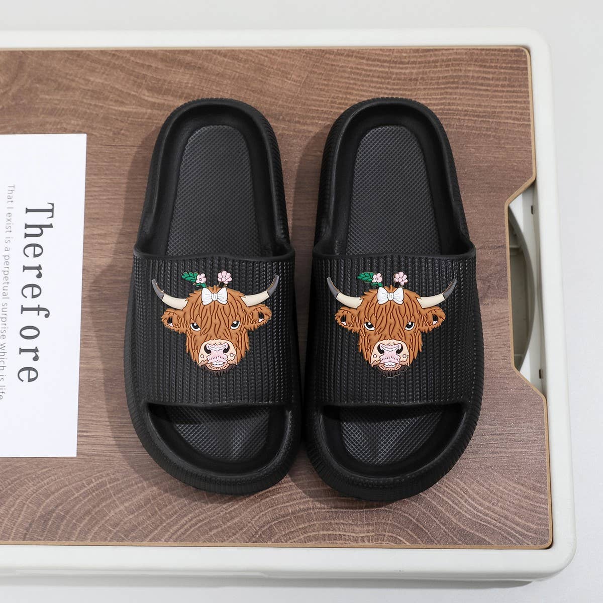 Highland Cow EVA Slides Women Summer Sandals_CWSHF00228