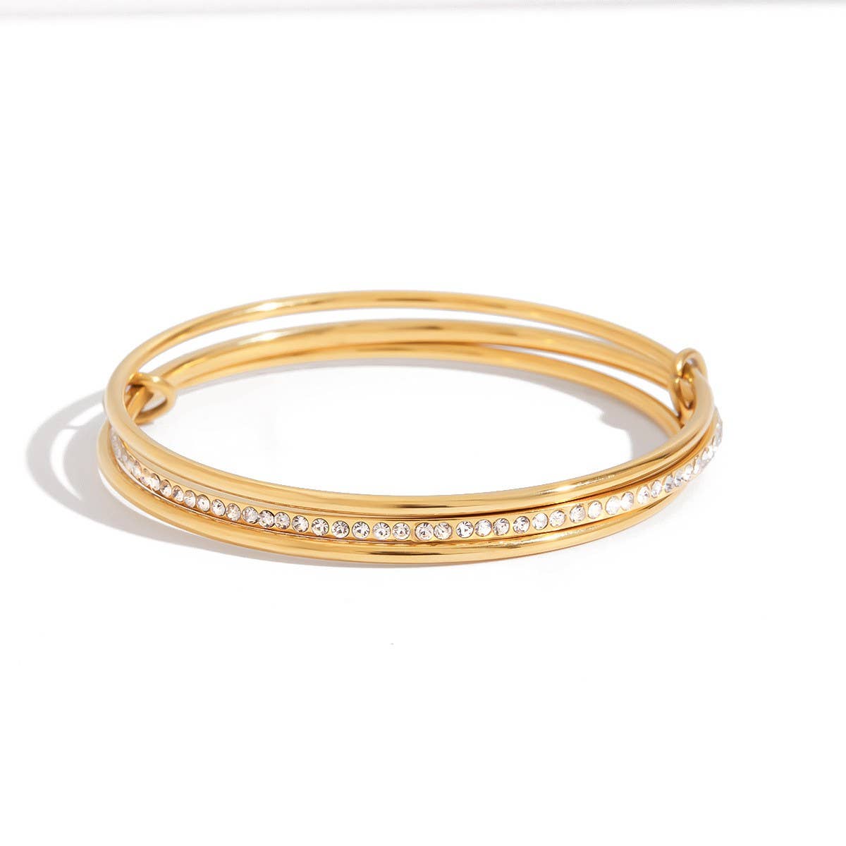 Luxury 18K Gold Multi-Layer Zircon Titanium Cuff
