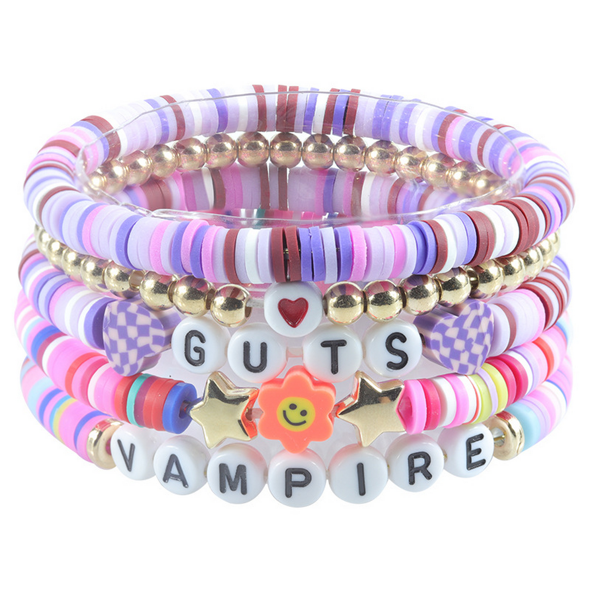 Multilayer Elastic Letter Bead Bracelets Set