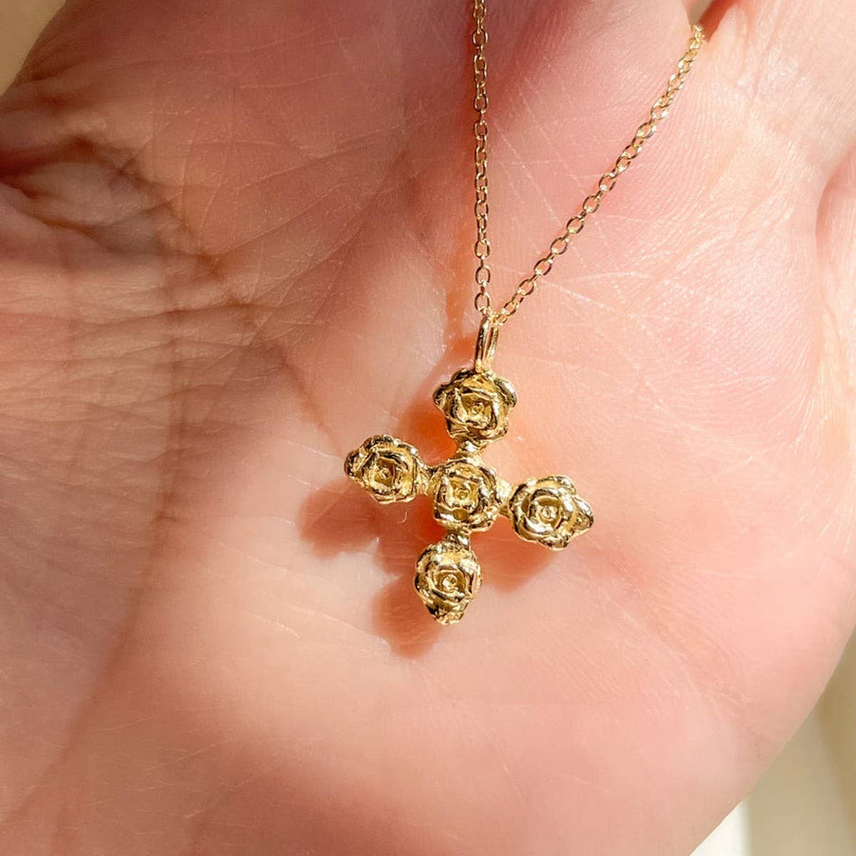 ROSE CROSS HALLOWEEN PENDANT NECKLACE