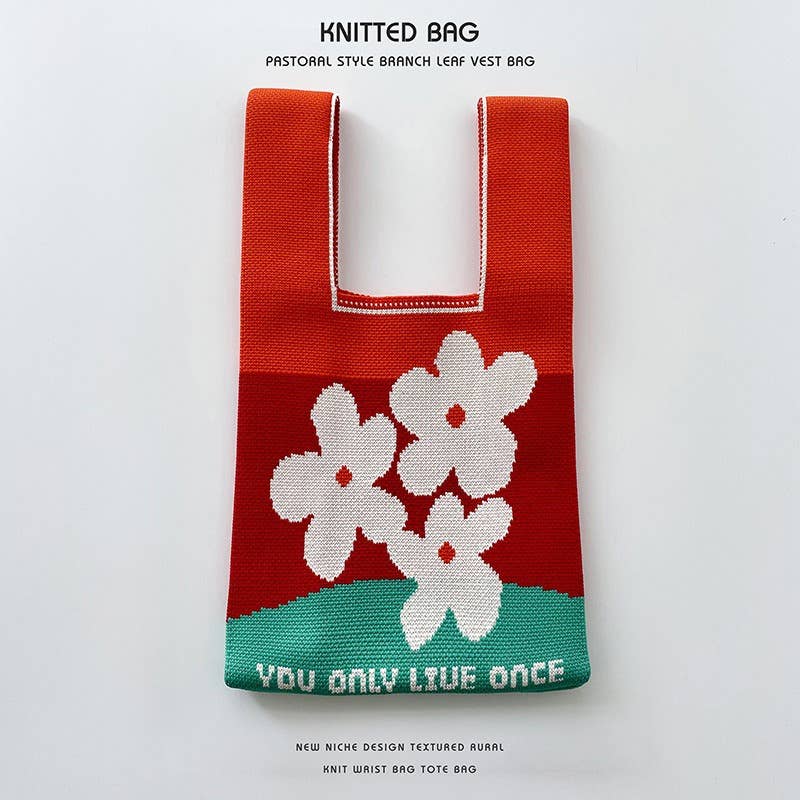Flower series versatile knitted bag