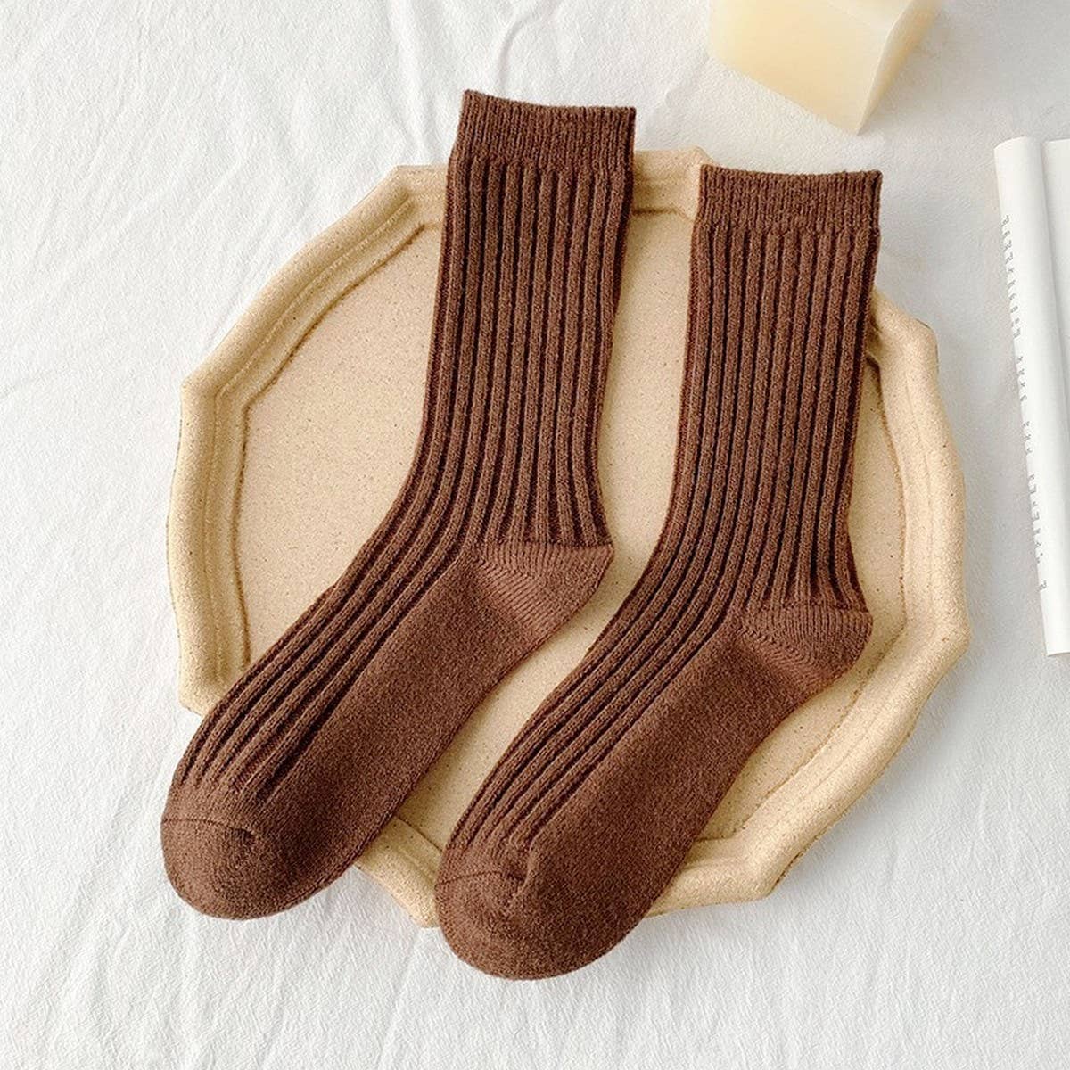 SOLID COLOR ALL-MATCH WARM STACKED SOCKS_CWMS1064