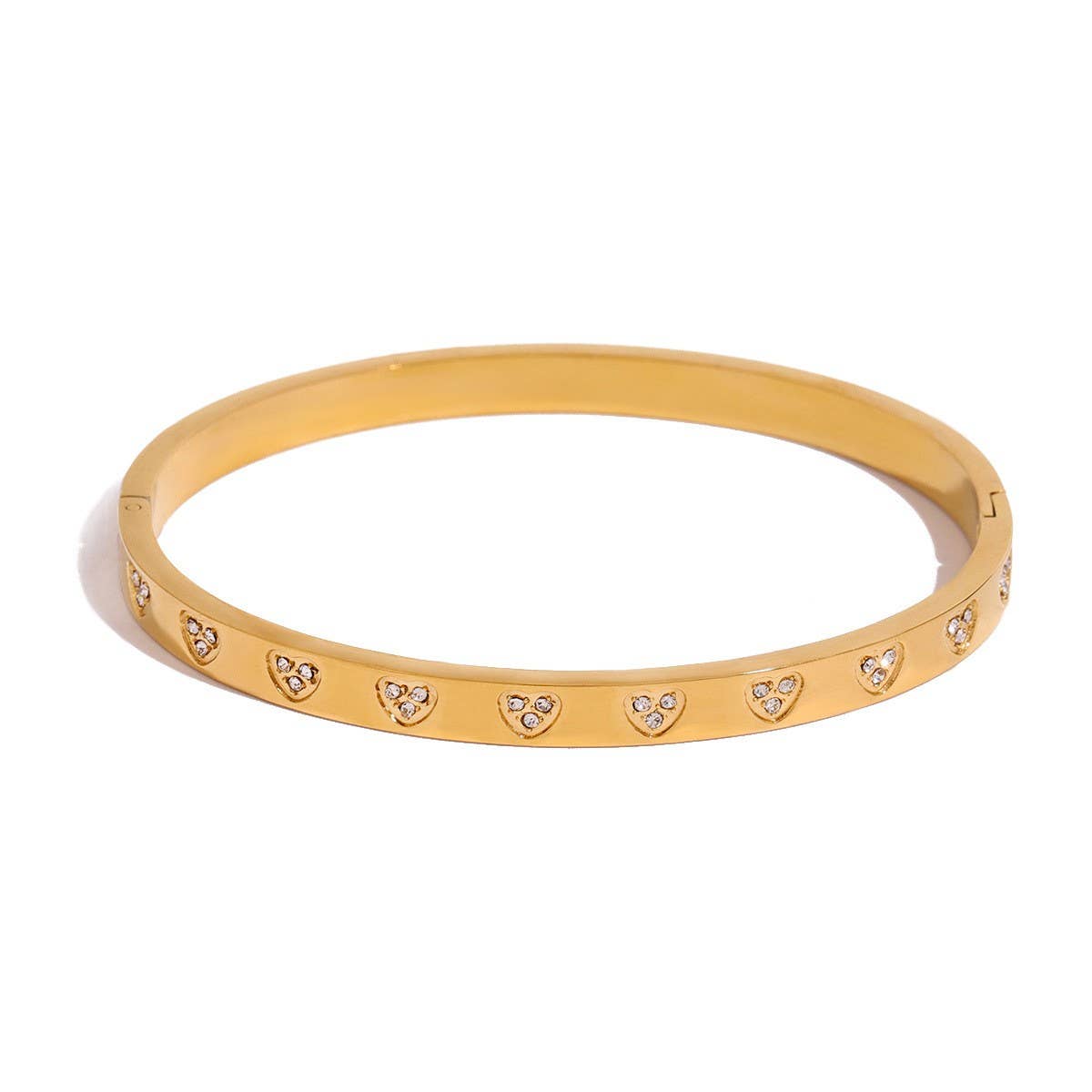 Zircon Heart Open Cuff in Titanium Steel_CWAJE4869