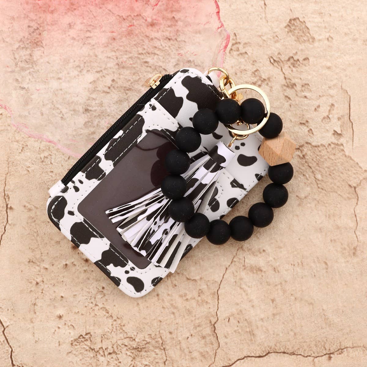 Leopard Card Wallet with PU Leather Keychain_CUAB00442