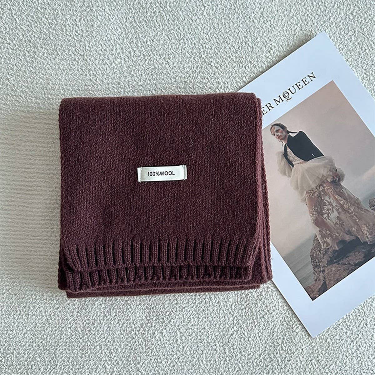 100% Wool Aurora Blue Knit Scarf - Soft & Warm_CWASC2285