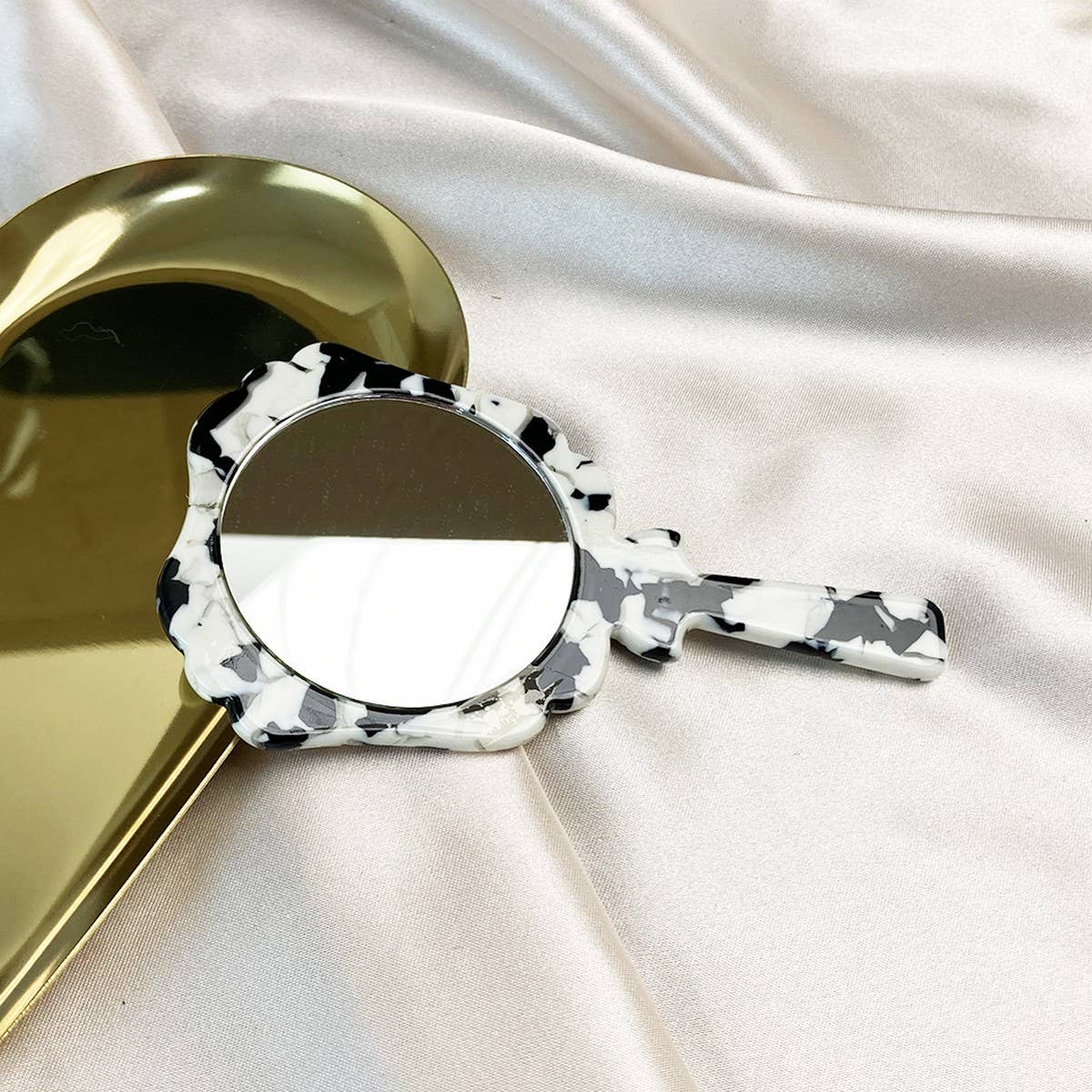 Geometric Acetate Handheld Makeup Mirror, Compact