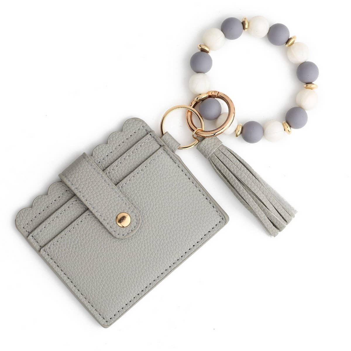 PU Card Wallet with Silicone Bead Bracelet_CWAB4943