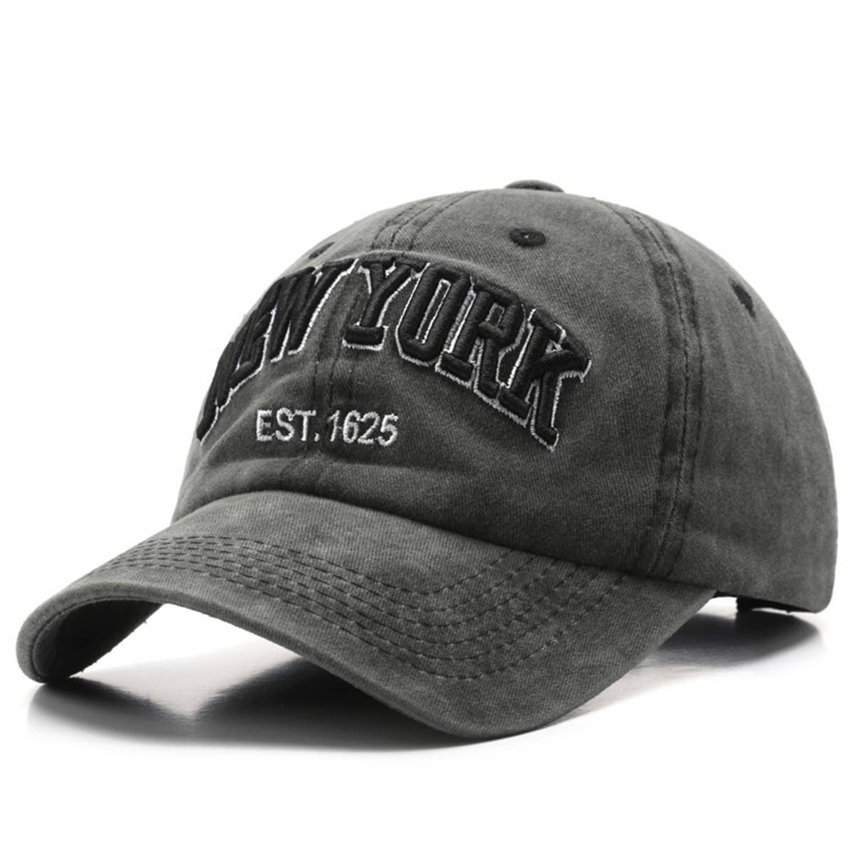 Vintage Washed NY Embroidered Denim Cap_CWAH1266