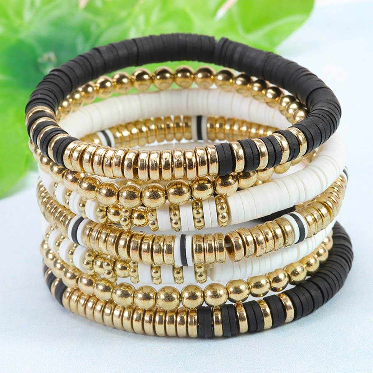 COLORFUL SOFT CERAMIC BEADED BRACELET SET