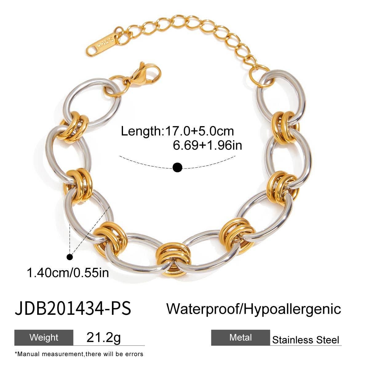 18K Gold & Silver Chunky Chain Bracelet Steel_CWAJE4651