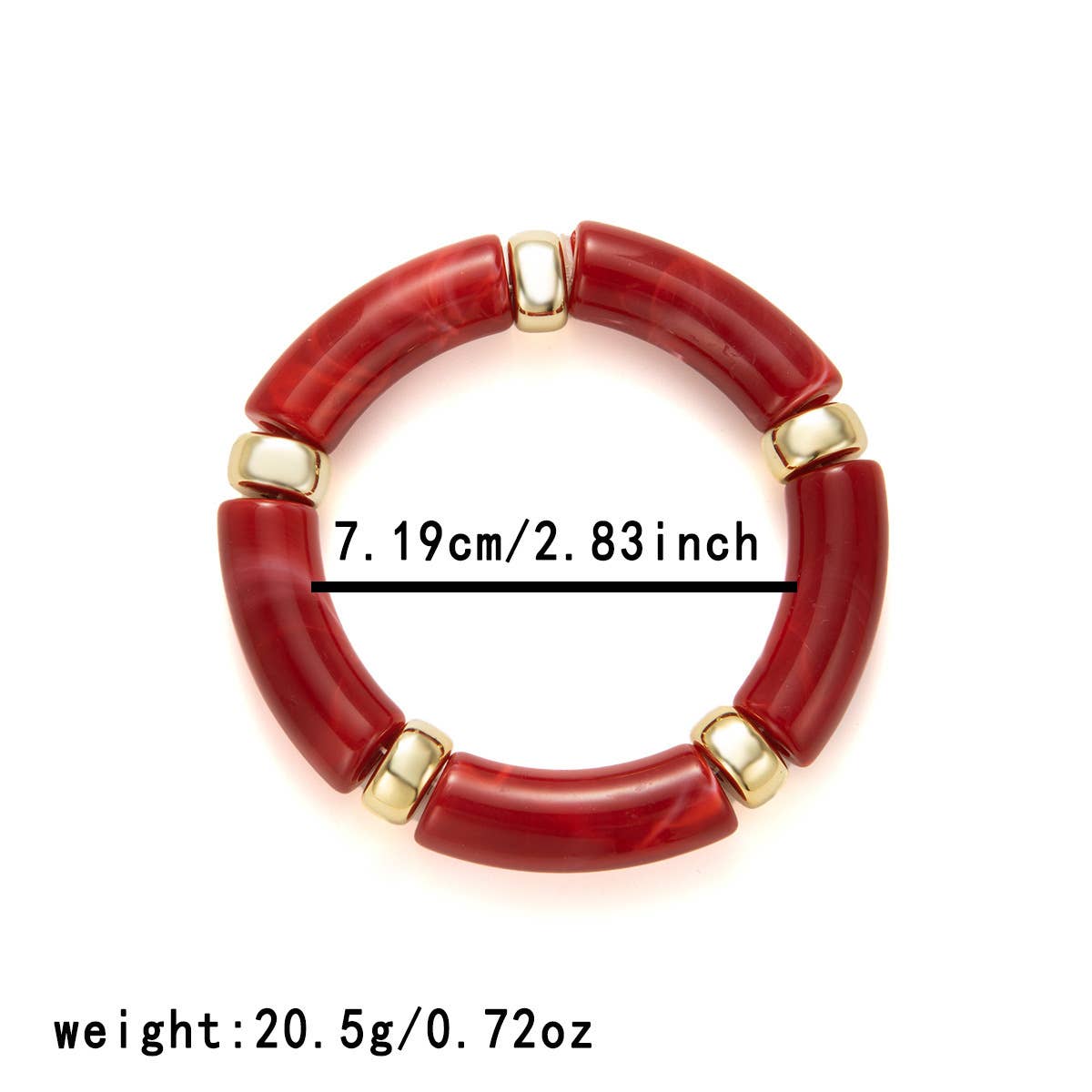 Acrylic curved tube stone-patterned bracelet