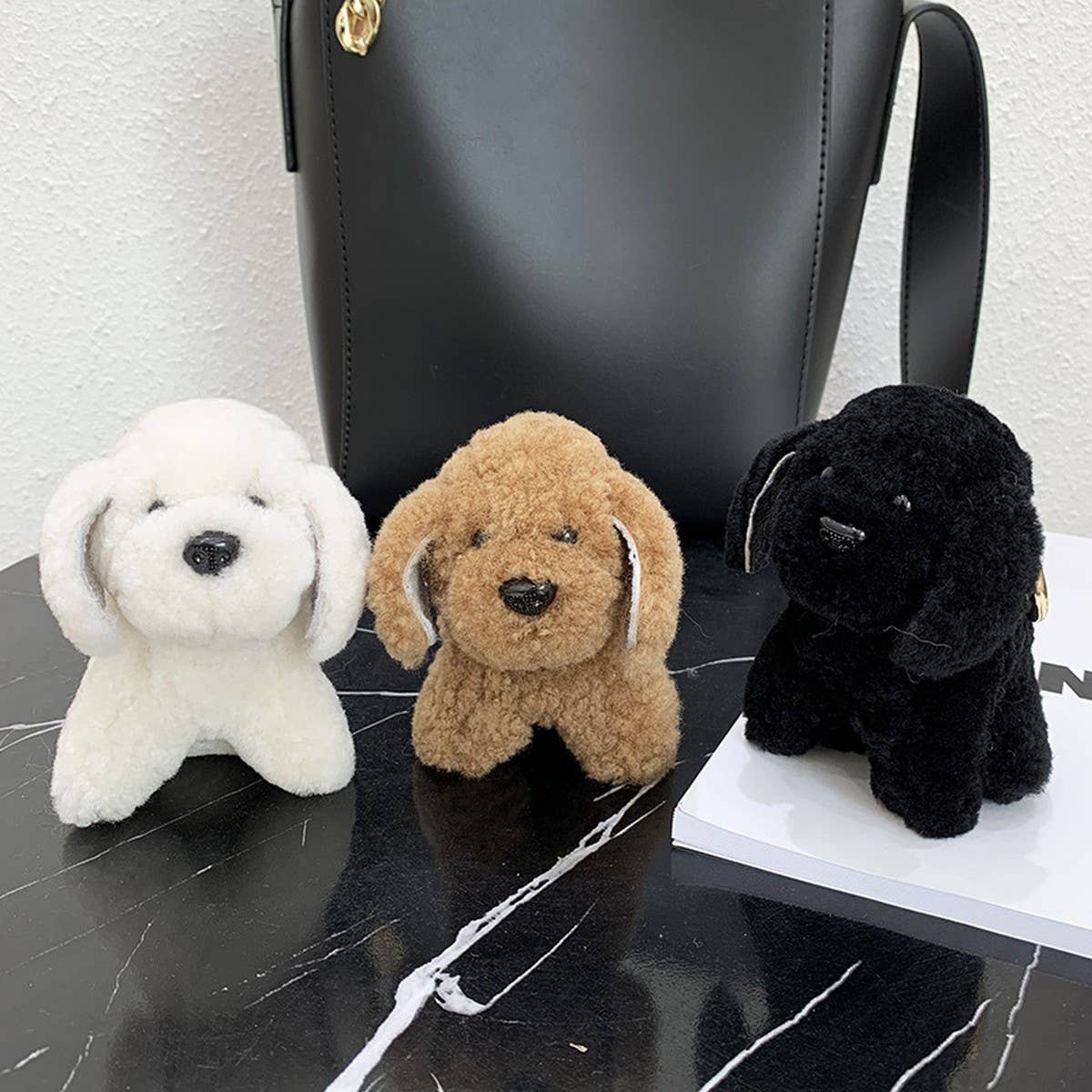 NEW CUTE FUR PENDANT LITTLE WHITE DOG KEYCHAIN