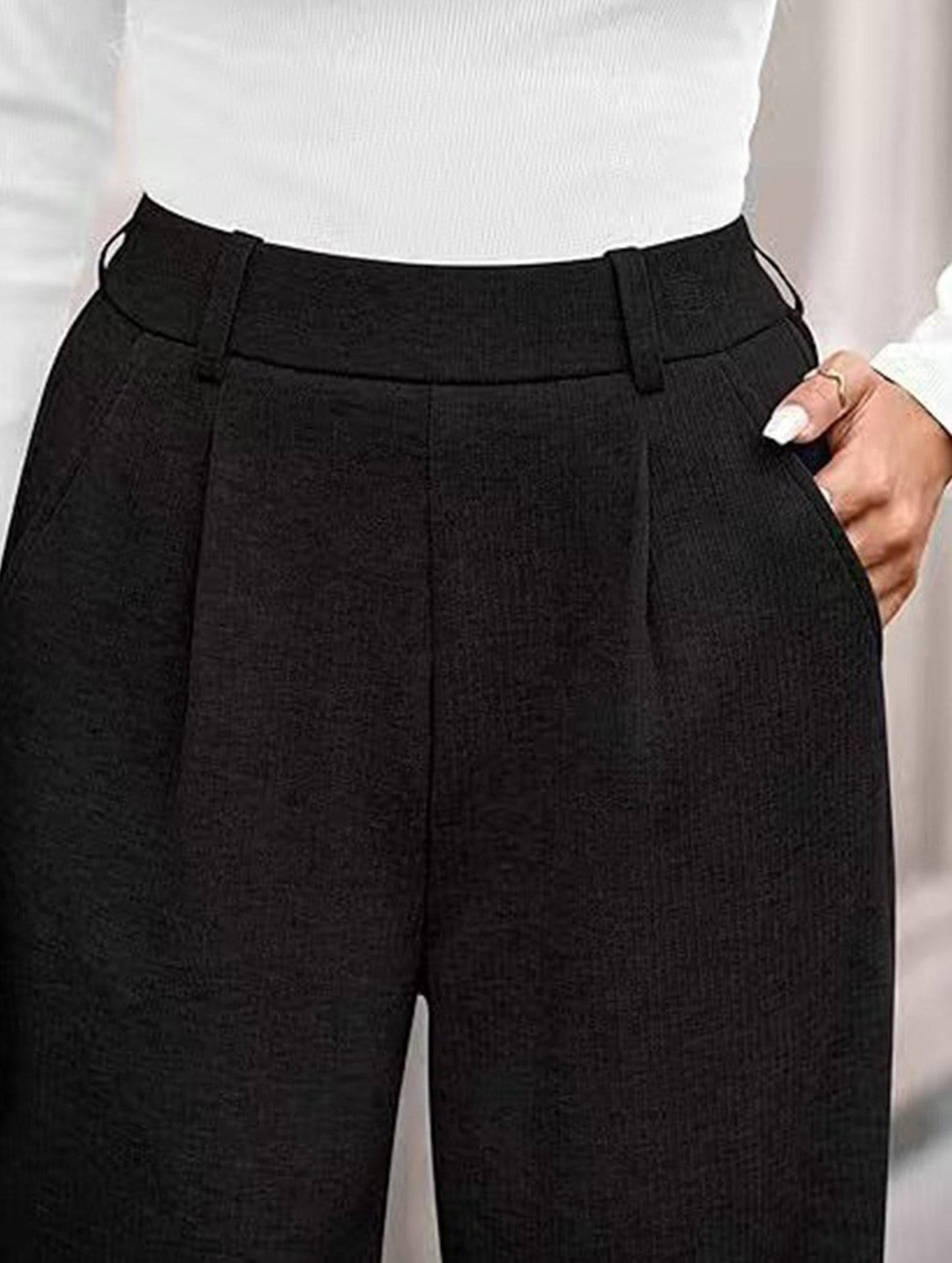 Versatile solid color straight wide-leg pants