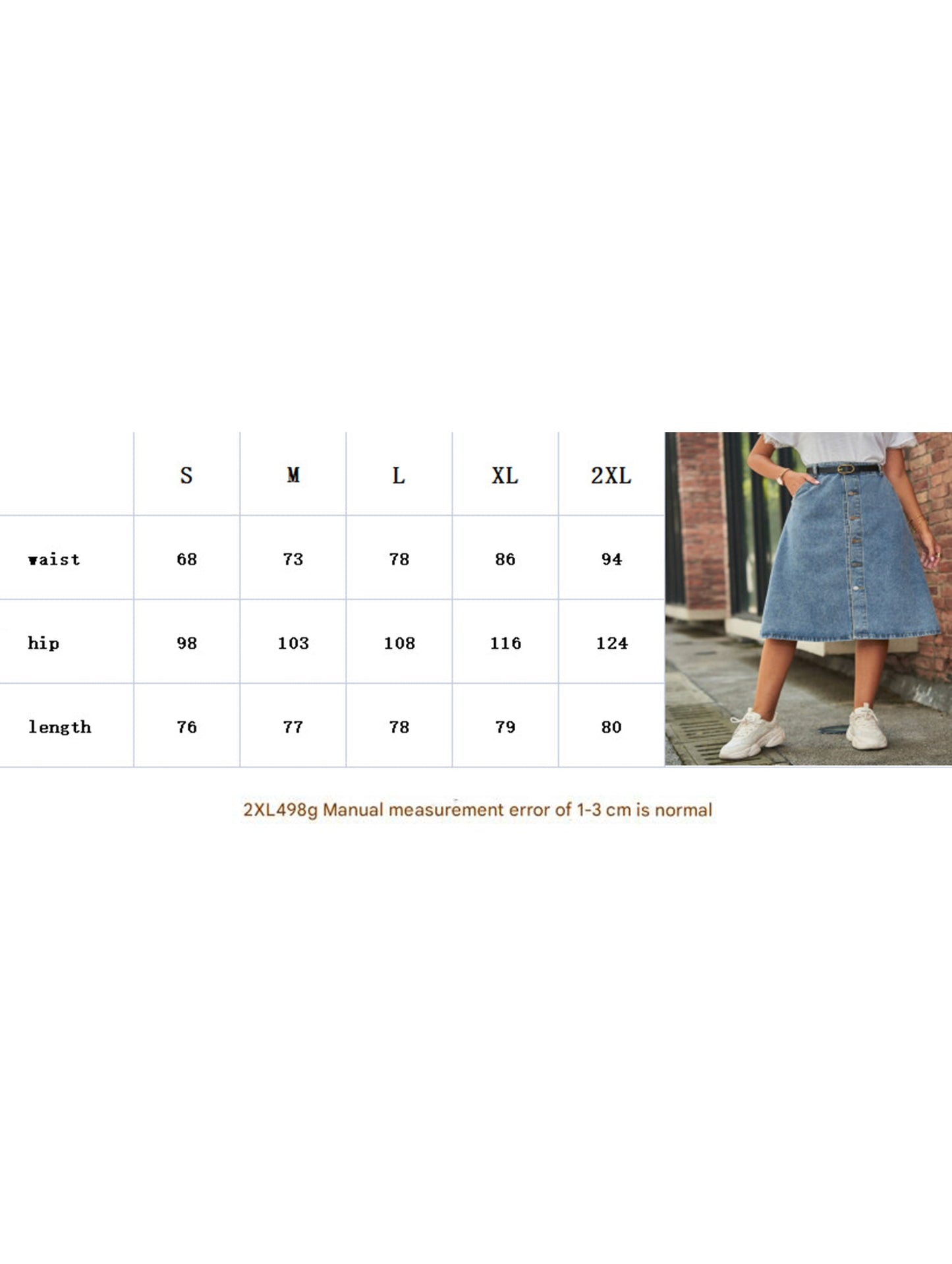 Washed denim button-down skirt