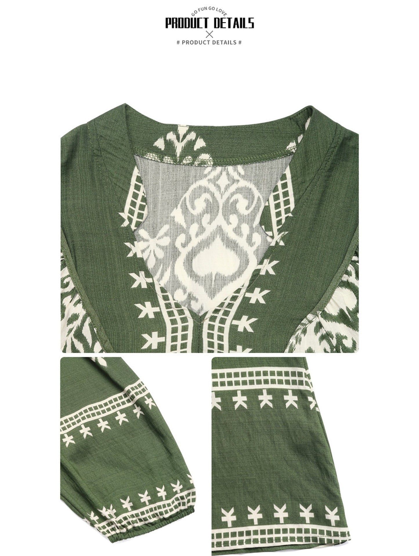 Ethnic style geometric print loose dress