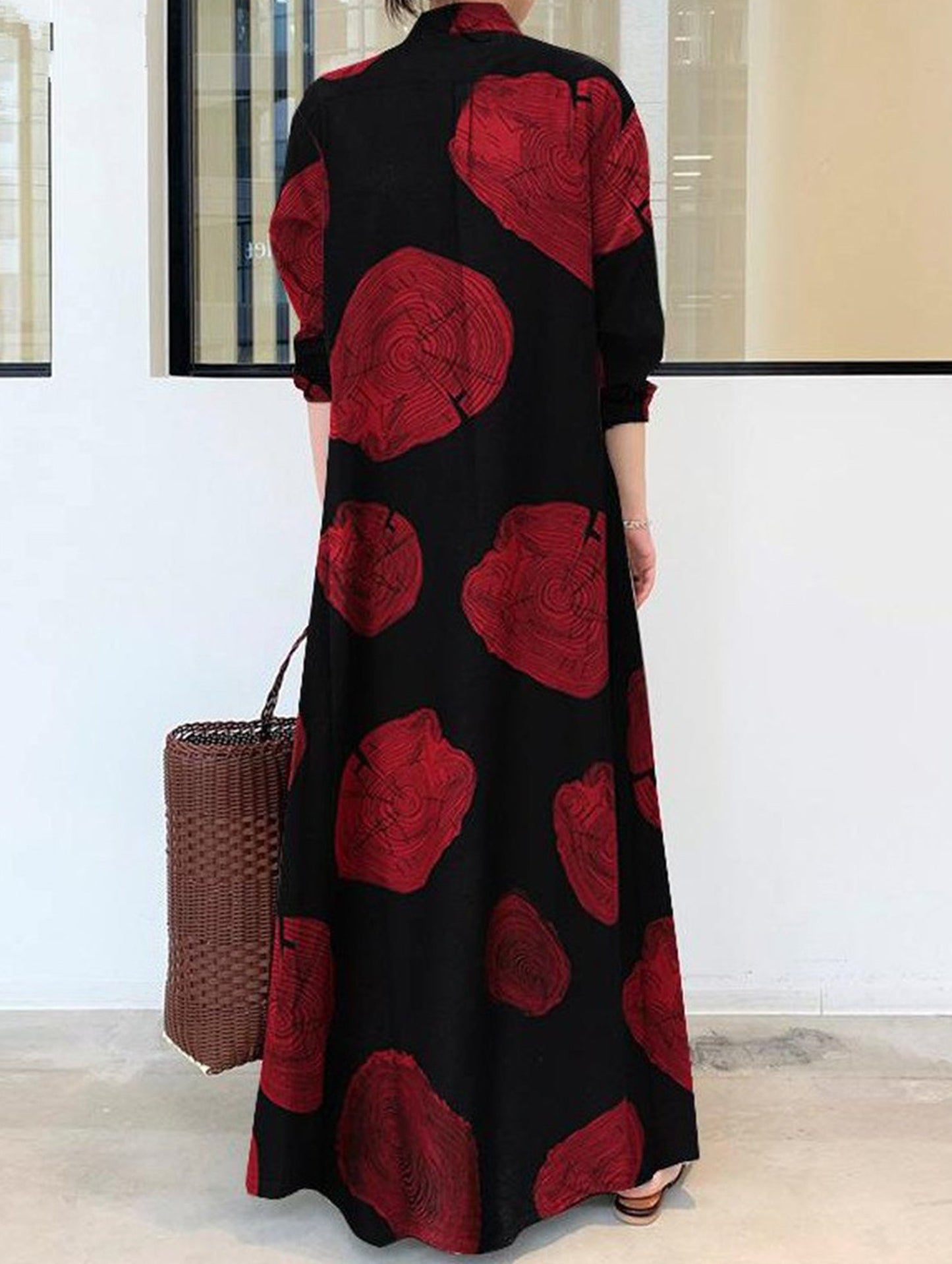 Simple loose casual long shirt dress