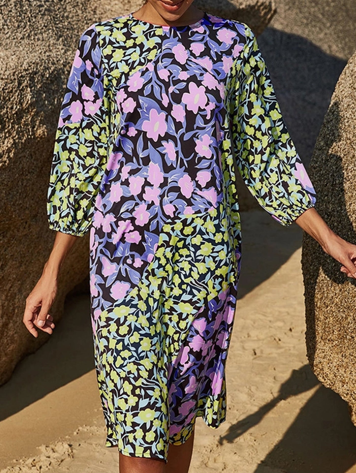 Printed mid-cuff pullover dress_CWDMD6508