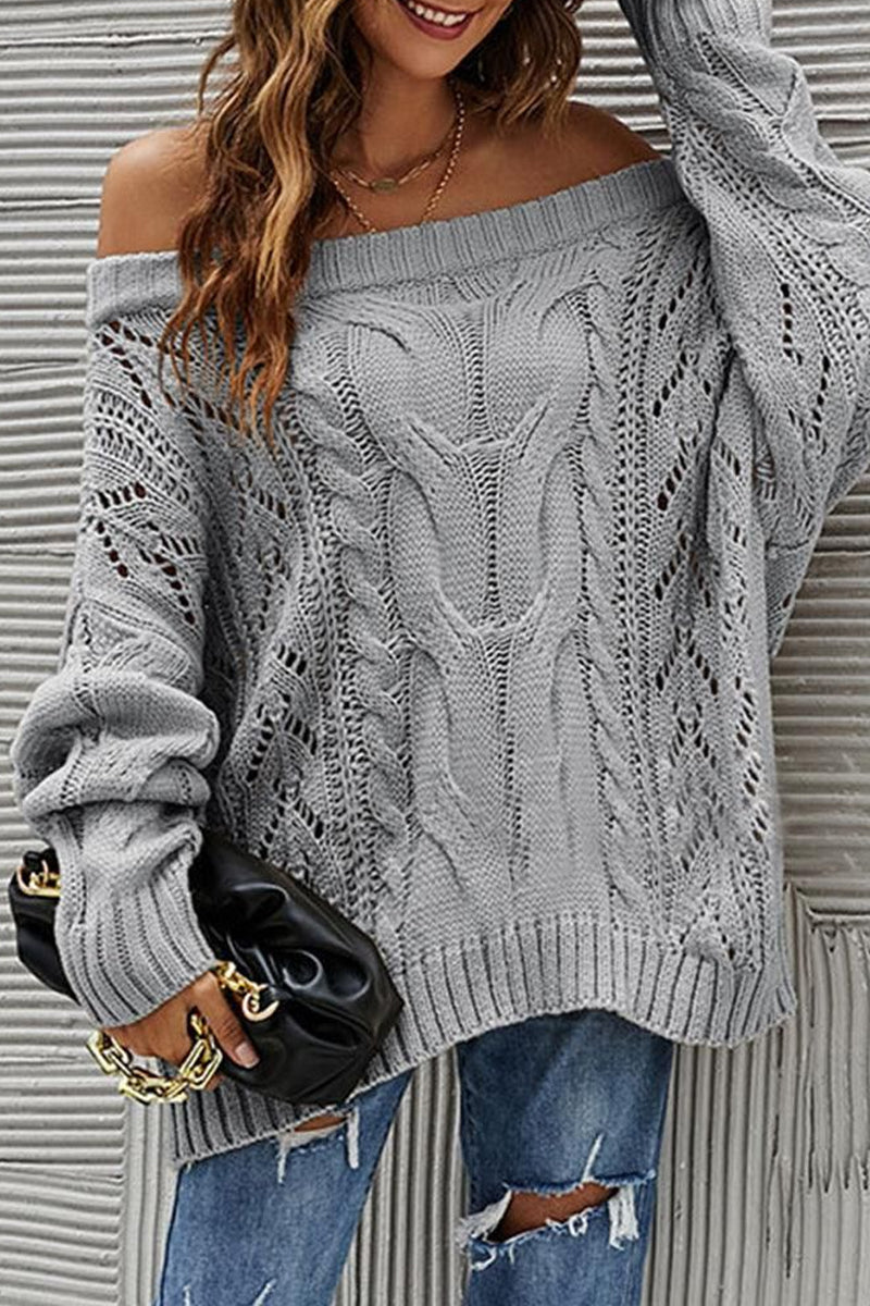 OFF SHOULDER CABLE CHUNKY KNIT OVERSIZED SWEATERï¼?00% ACRYLIC,SIZE S(2)-M(2)-L(2)-XL(2),MADE IN CHINA,WOMEN BLAZER