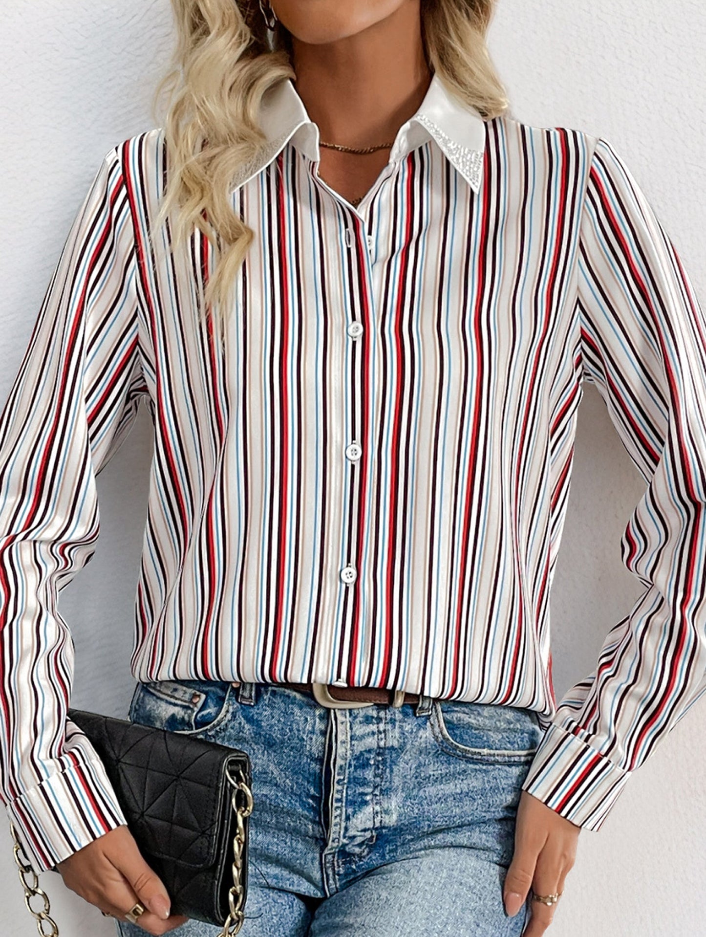 Plaid-collar shirt
