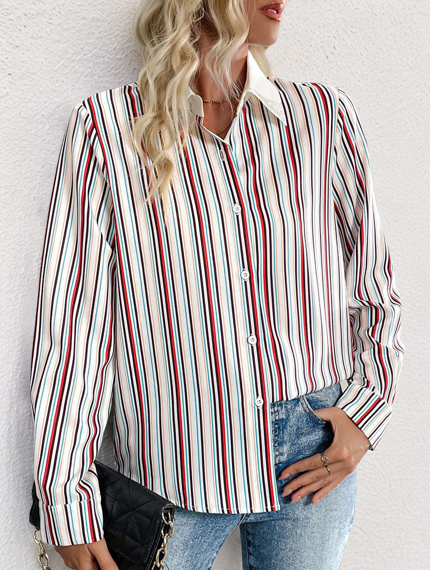 Plaid-collar shirt