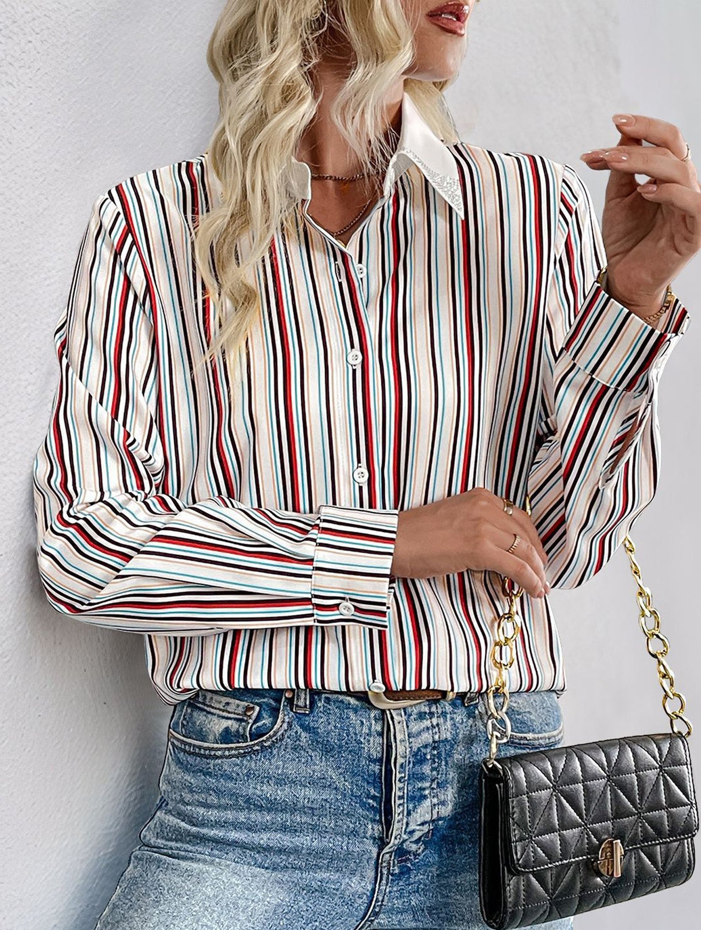 Plaid-collar shirt