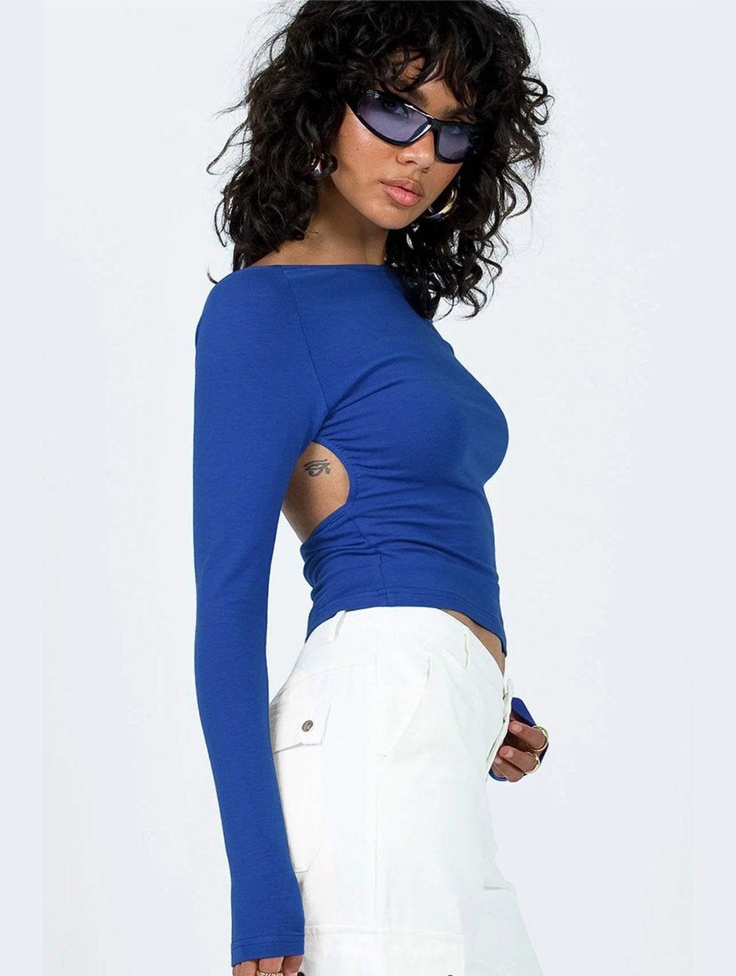 WOMEN LONG SLEEVE BACKLESS TIGHT T SHIRT