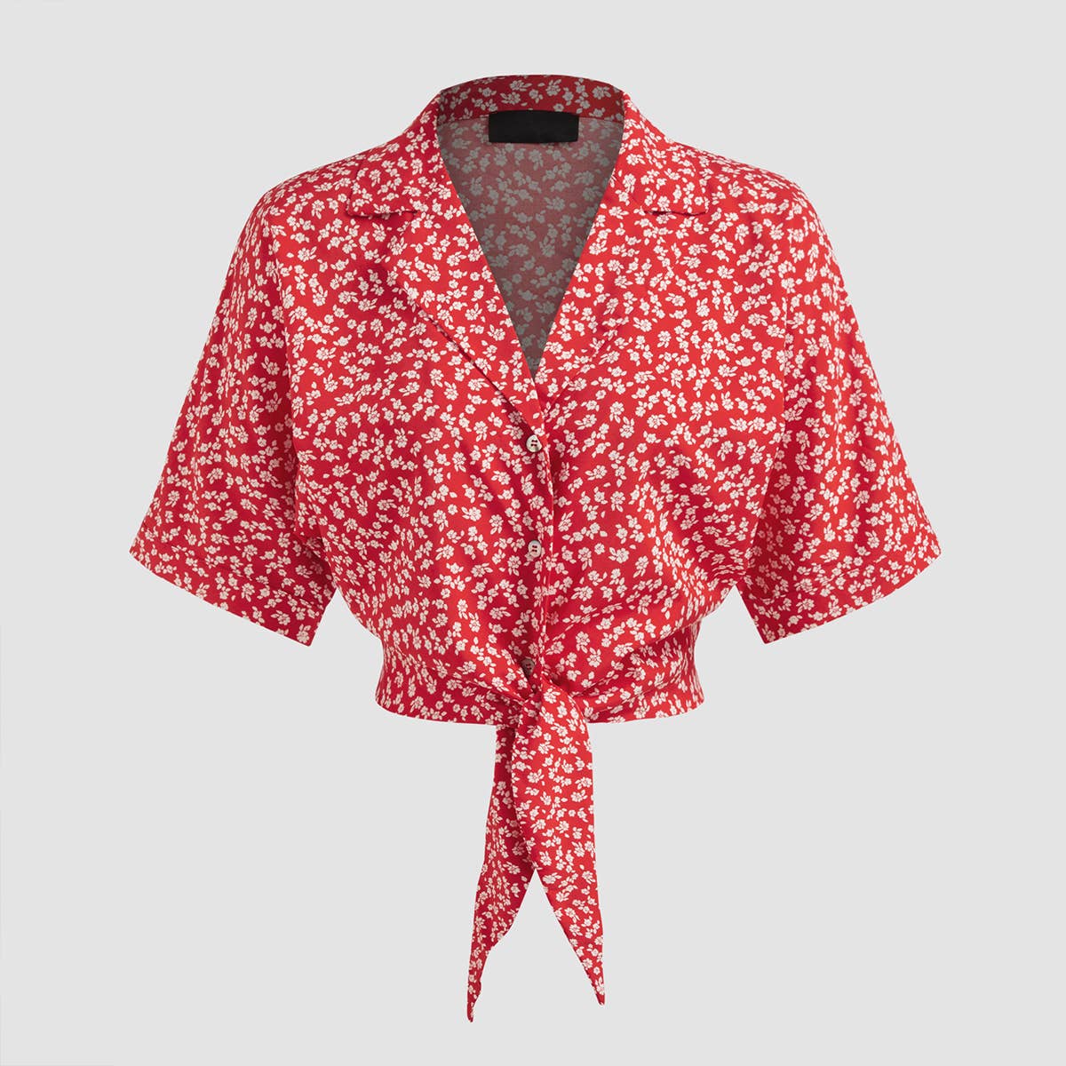 FLORAL LAPEL BLAZER COLLAR SHORT-SLEEVED SHIRT