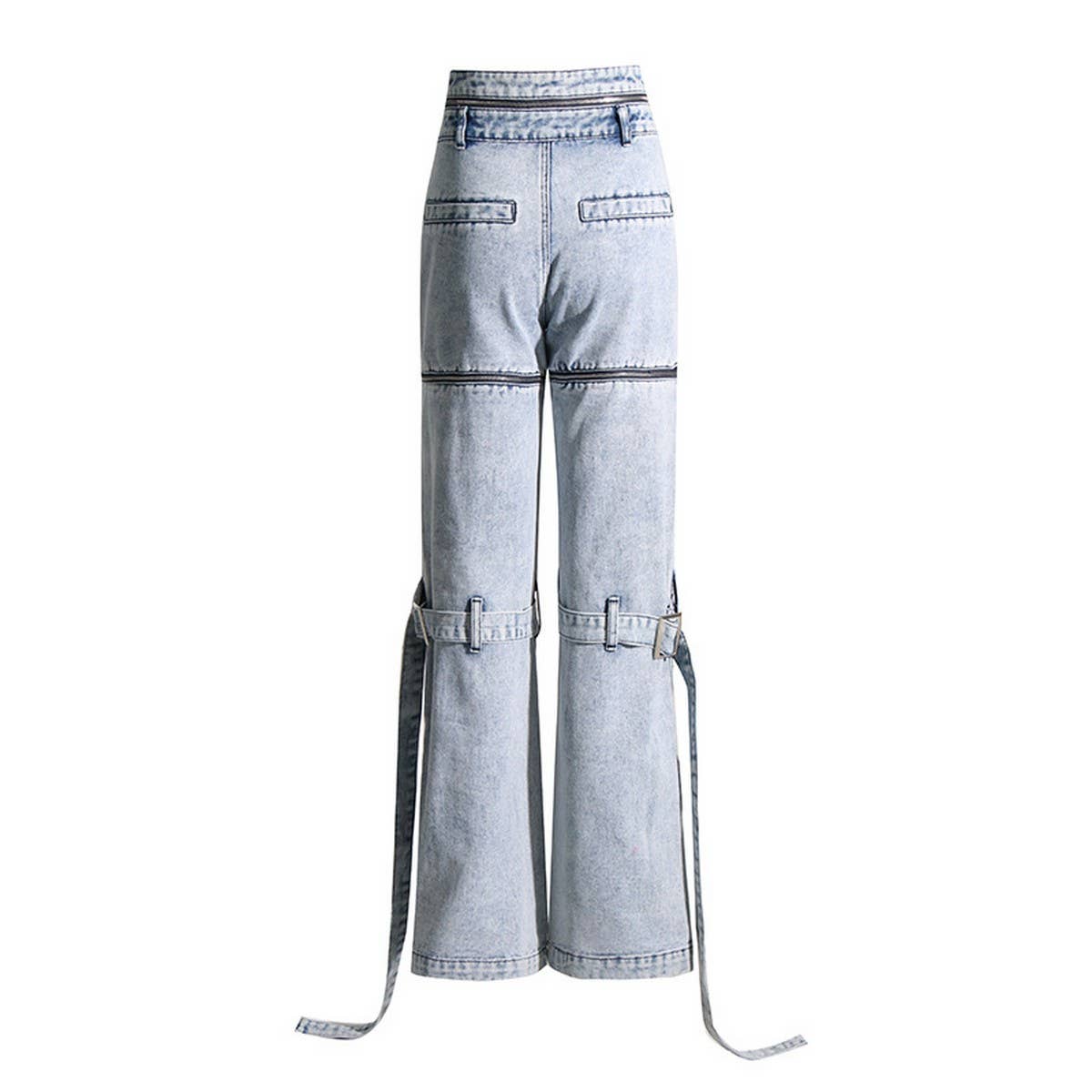 FASHION TRENDY ZIPPER SPLICING MULTI POCKET JEANS_CWJP0195