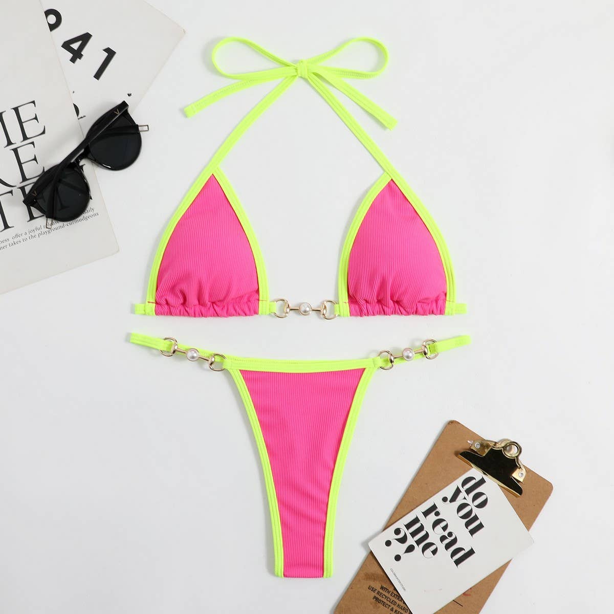 Metallic Bikini Set - Sexy Fluorescent Swimsuit