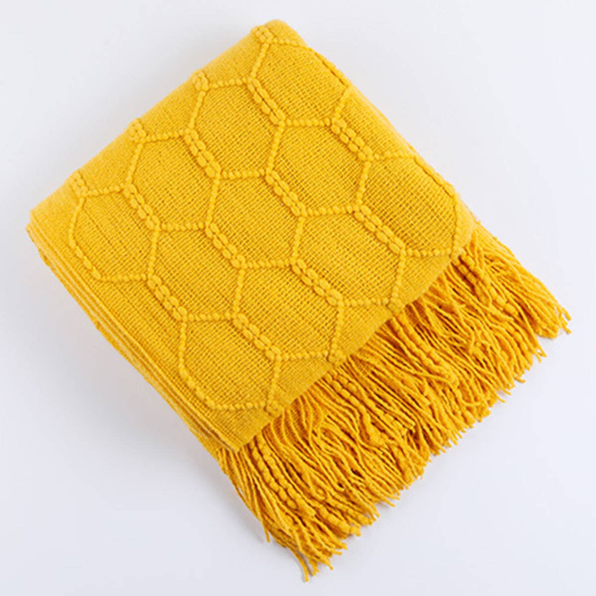 KNITTED SIMPLE THIN TASSEL SOFA BLANKET