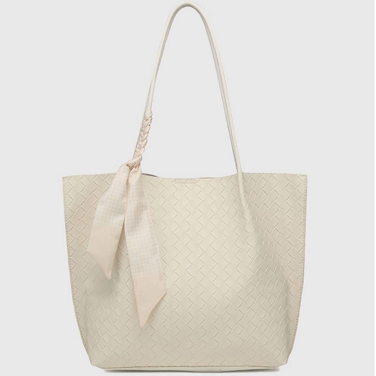 Large Woven Texture Tote Bag ??Stylish & Elegant_CWAB5117