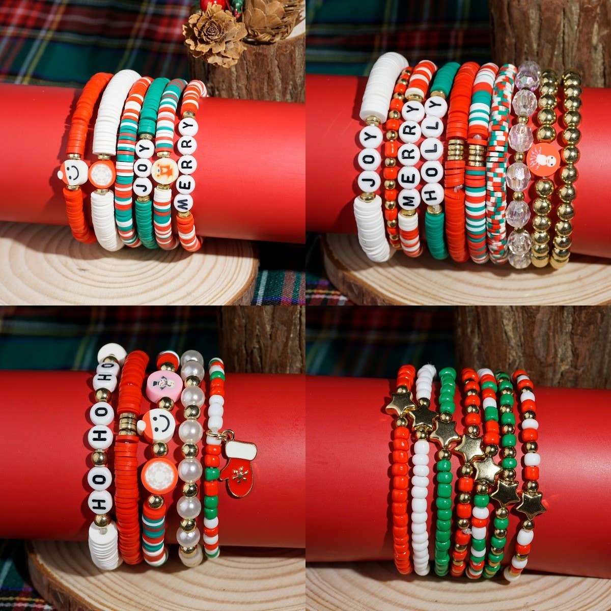 BEADED LETTER PEARL CHRISTMAS BRACELET COMBINATION_CWMM2618