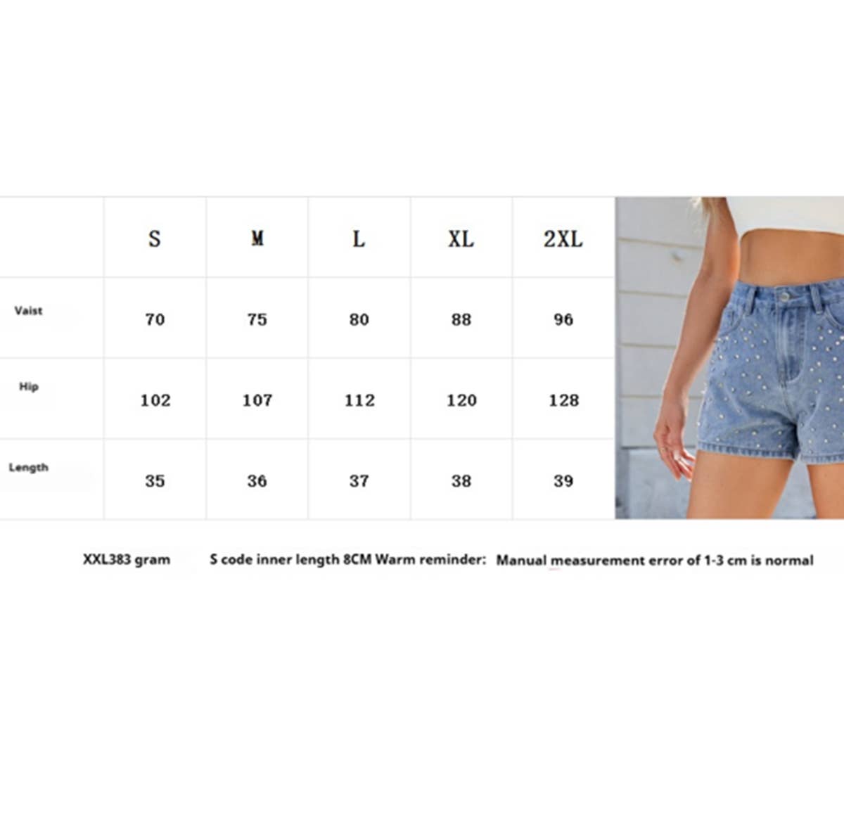 Beaded Washed Denim Skort for Women – Summer_CWJS0314