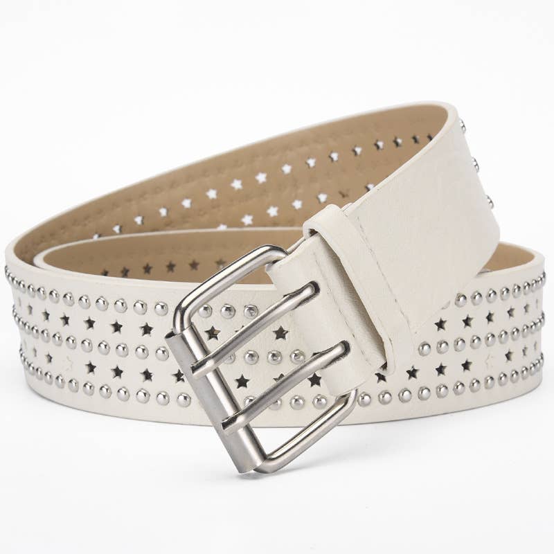Punk hip-hop style five-pointed star-hole belt