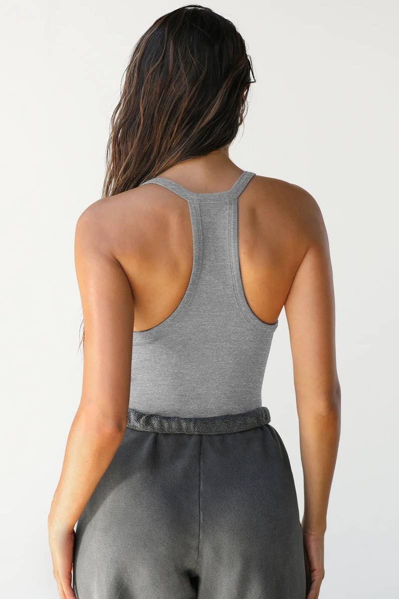 Y2K style solid color sexy low-cut tight halter vest