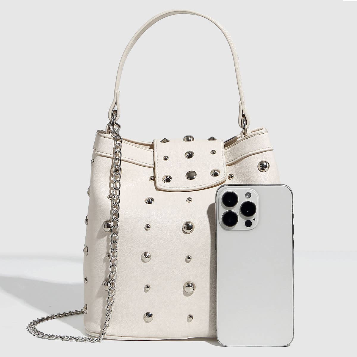 New Metallic Polka Dot Studded Shoulder Bag_CWAB5721
