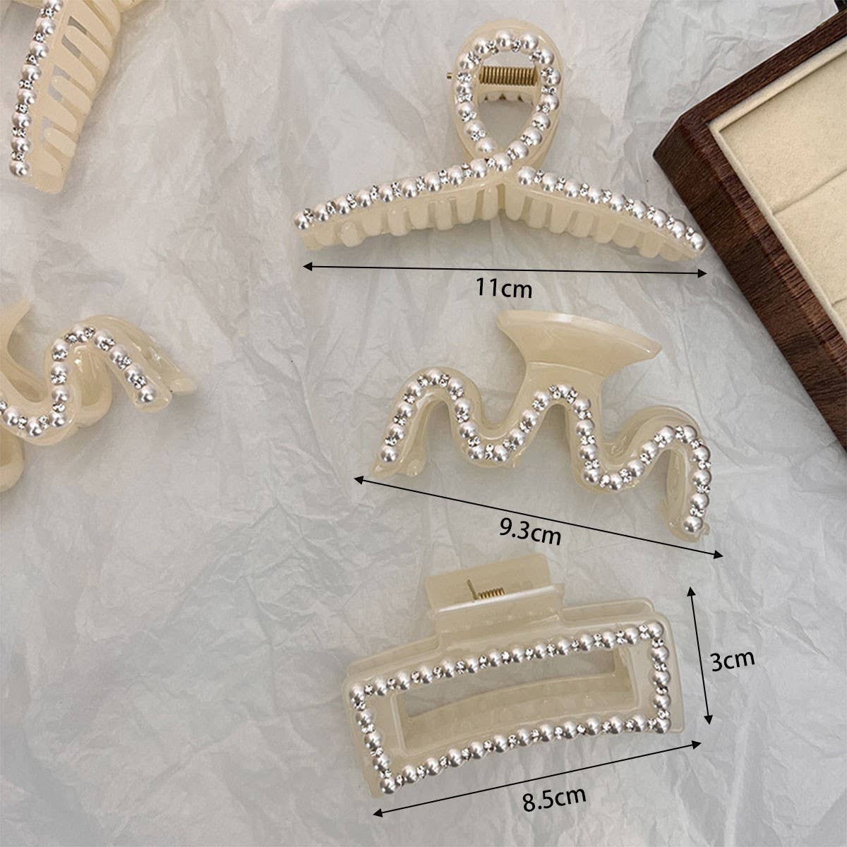 BEIGE SERIES PEARL RHINESTONE HAIR CLAW CLIP_CWAHA0616
