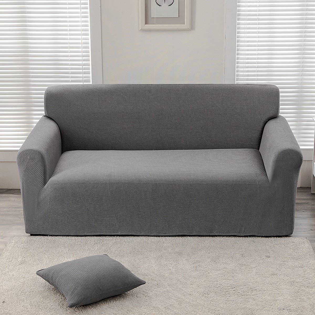 Waterproof Waffle Plush Sofa Cover, Full Wrap