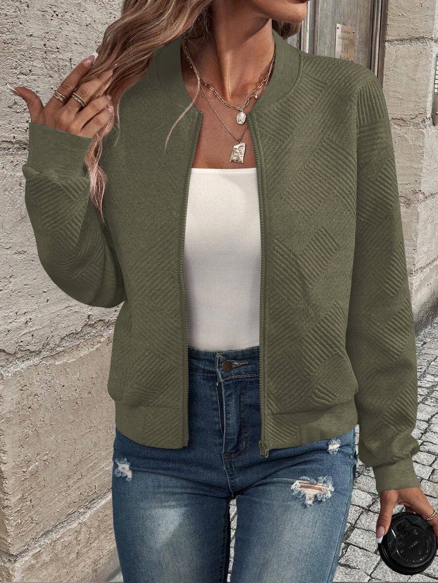 ZIP-UP JACKET BASEBALL COLLAR BLAZER