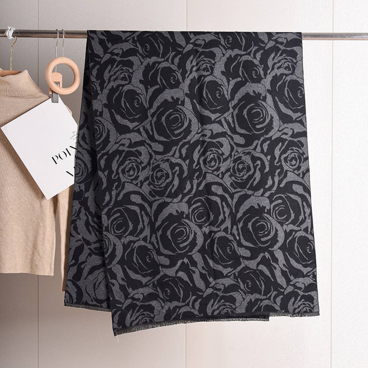 Rose Print Shawl Scarf ? Soft Warm Elegant Wrap