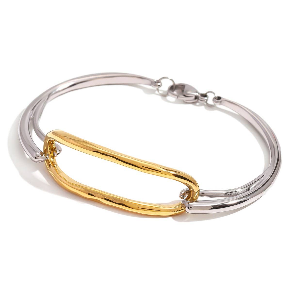 18K Gold Geometric Colorblock Cuff Bracelet_CWAJE4631