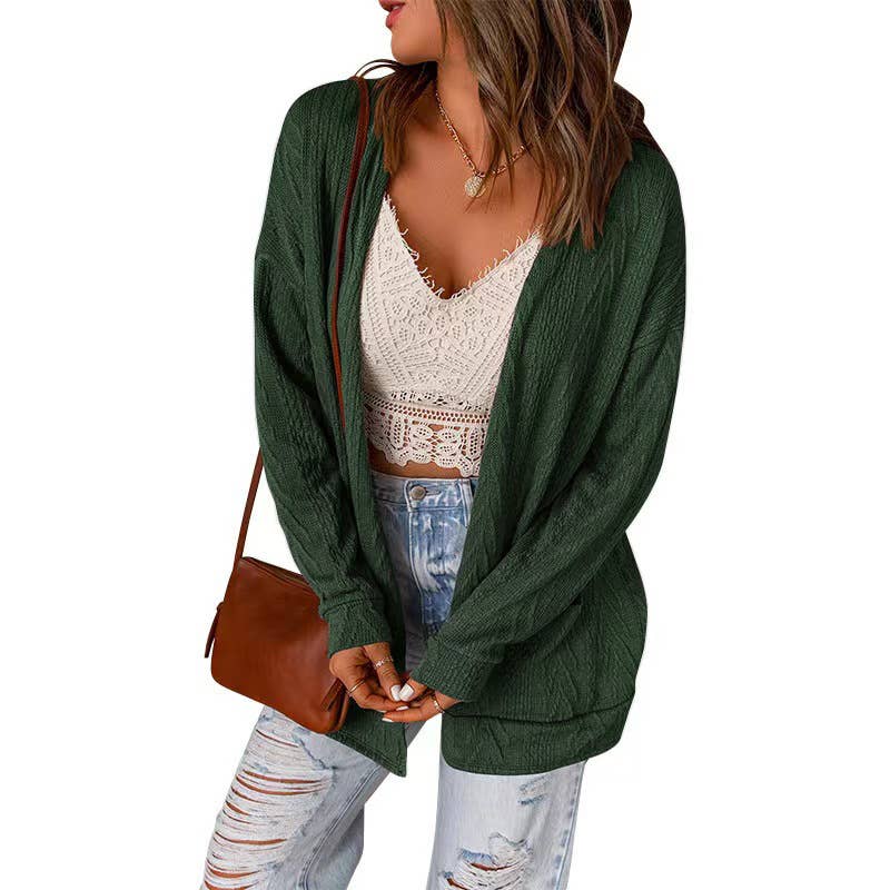 WOOLEN PATCHWORK KNITTED LONG-SLEEVED CARDIGAN