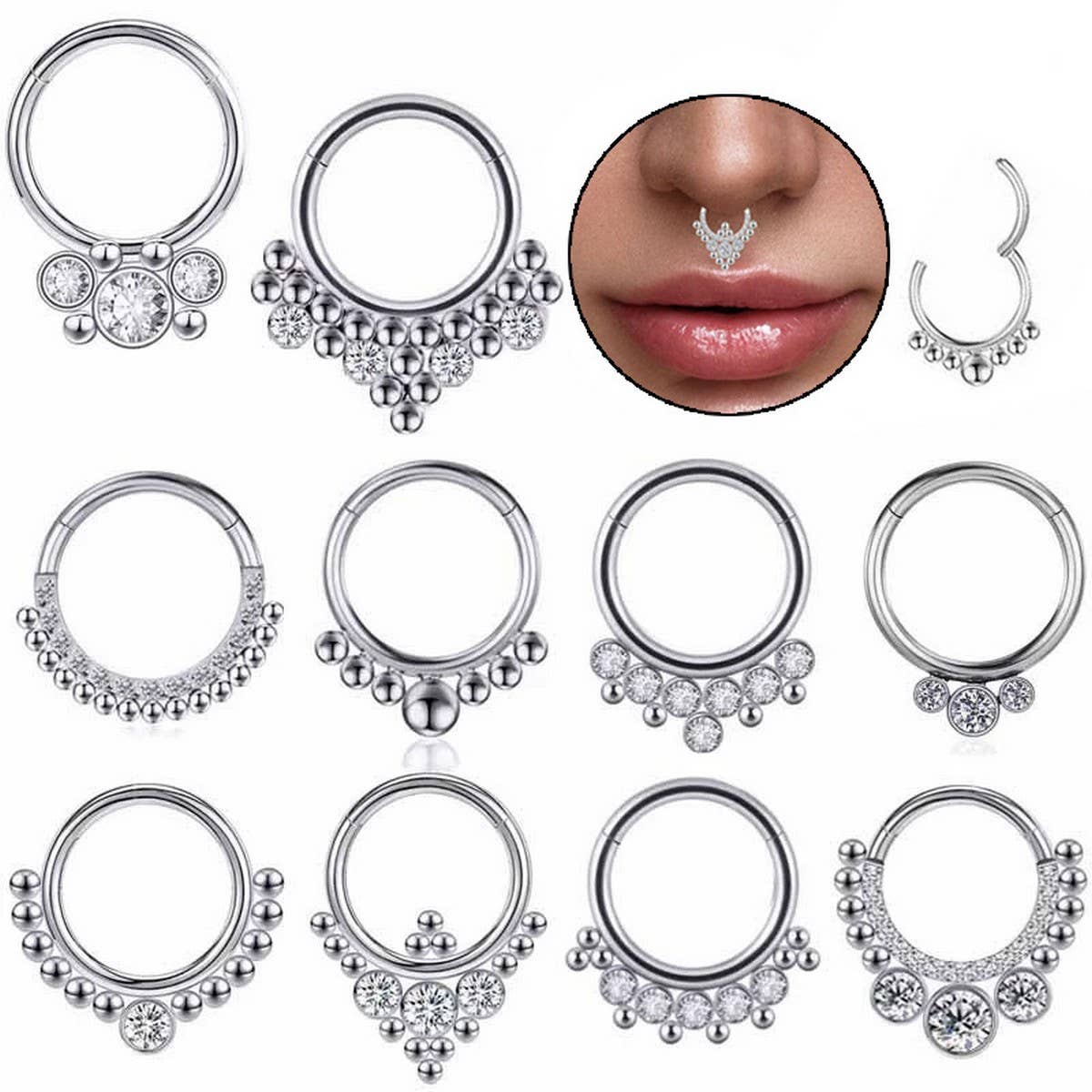 Zircon Closed Nose Ring Piercing Jewelry_CWMM9537