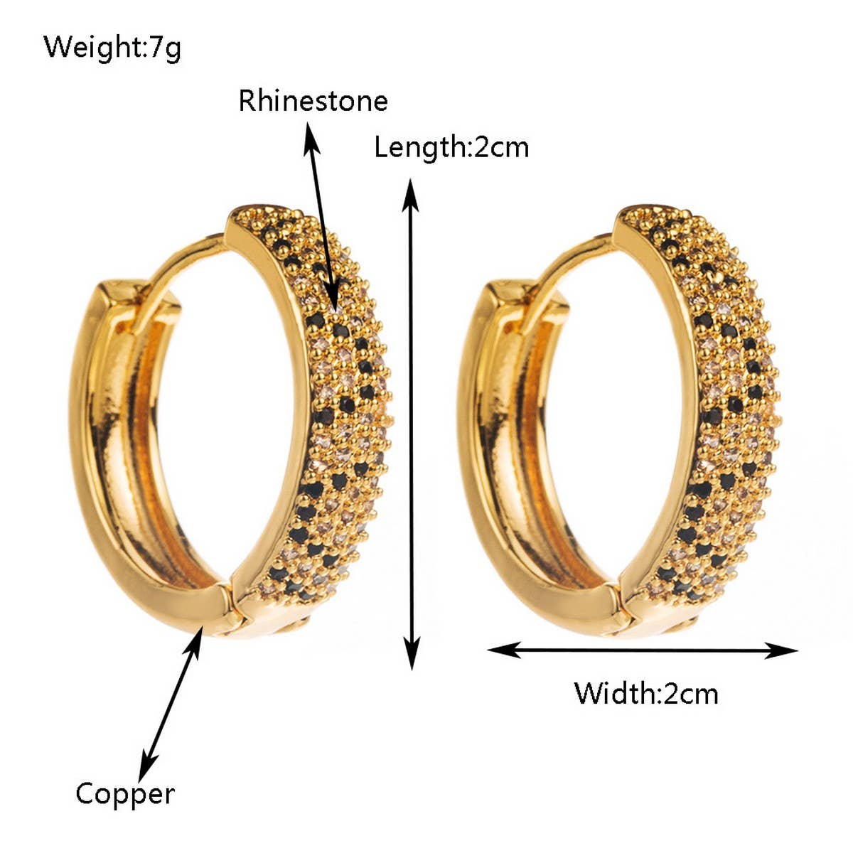 Gold-Plated Square U-Shaped Stud Earrings