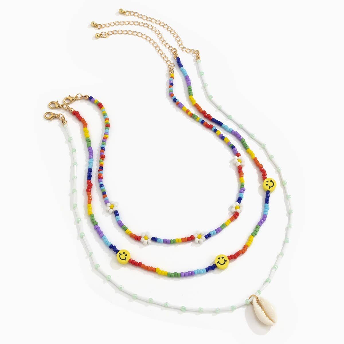 SHELL SMILEY DAISY BRAIDED NECKLACE