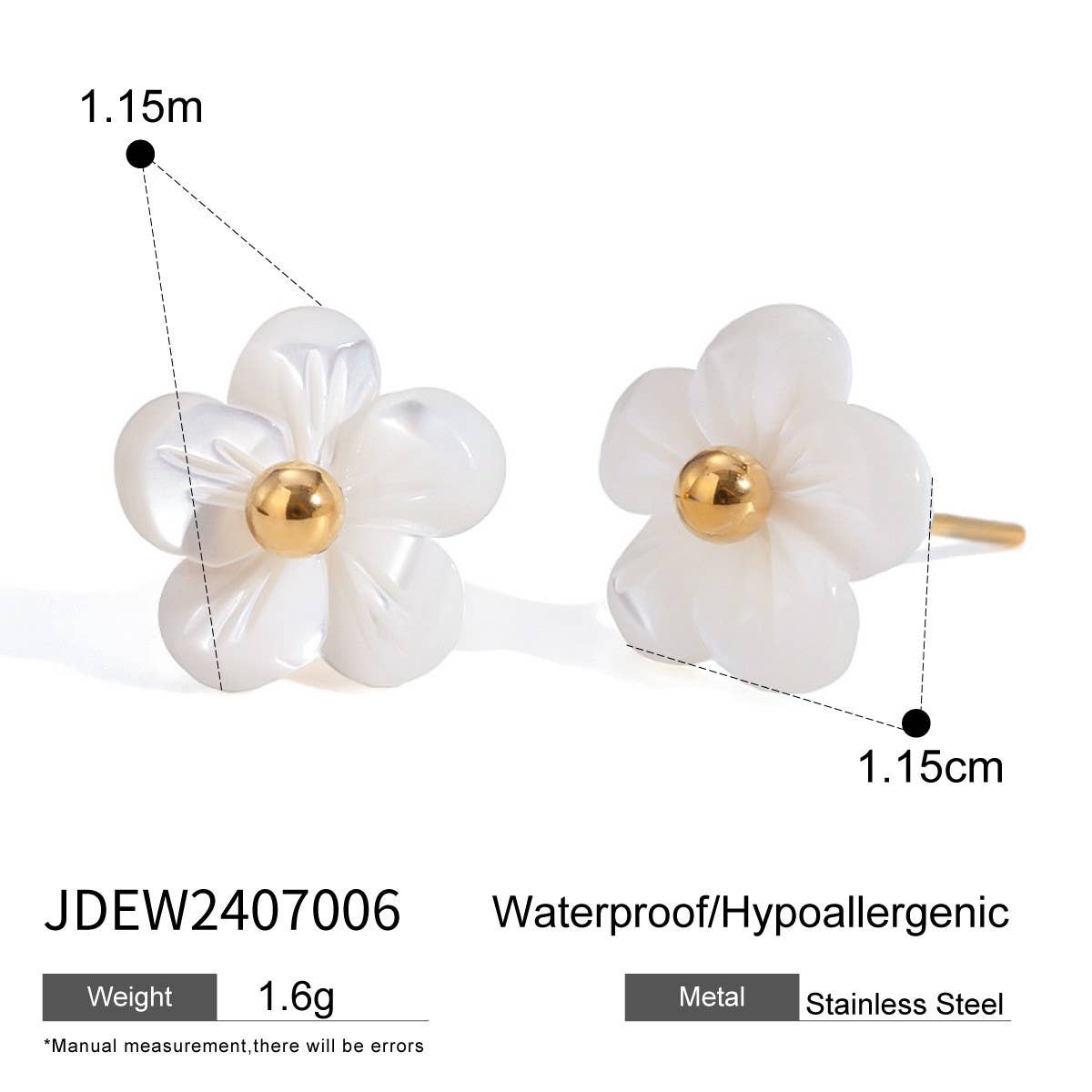 SIMPLE AND VERSATILE 18KGOLD SHELL FLOWER EARRINGS