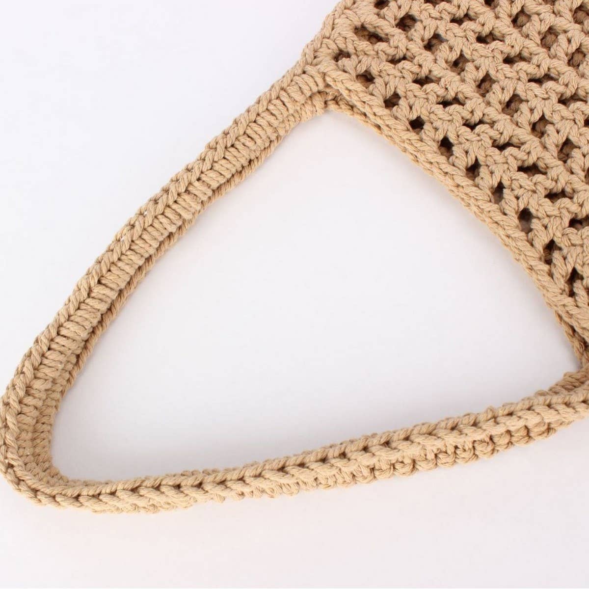 WOVEN HOLLOW - OUT COTTON STRING BEACH TOTE BAG_CWAB4676