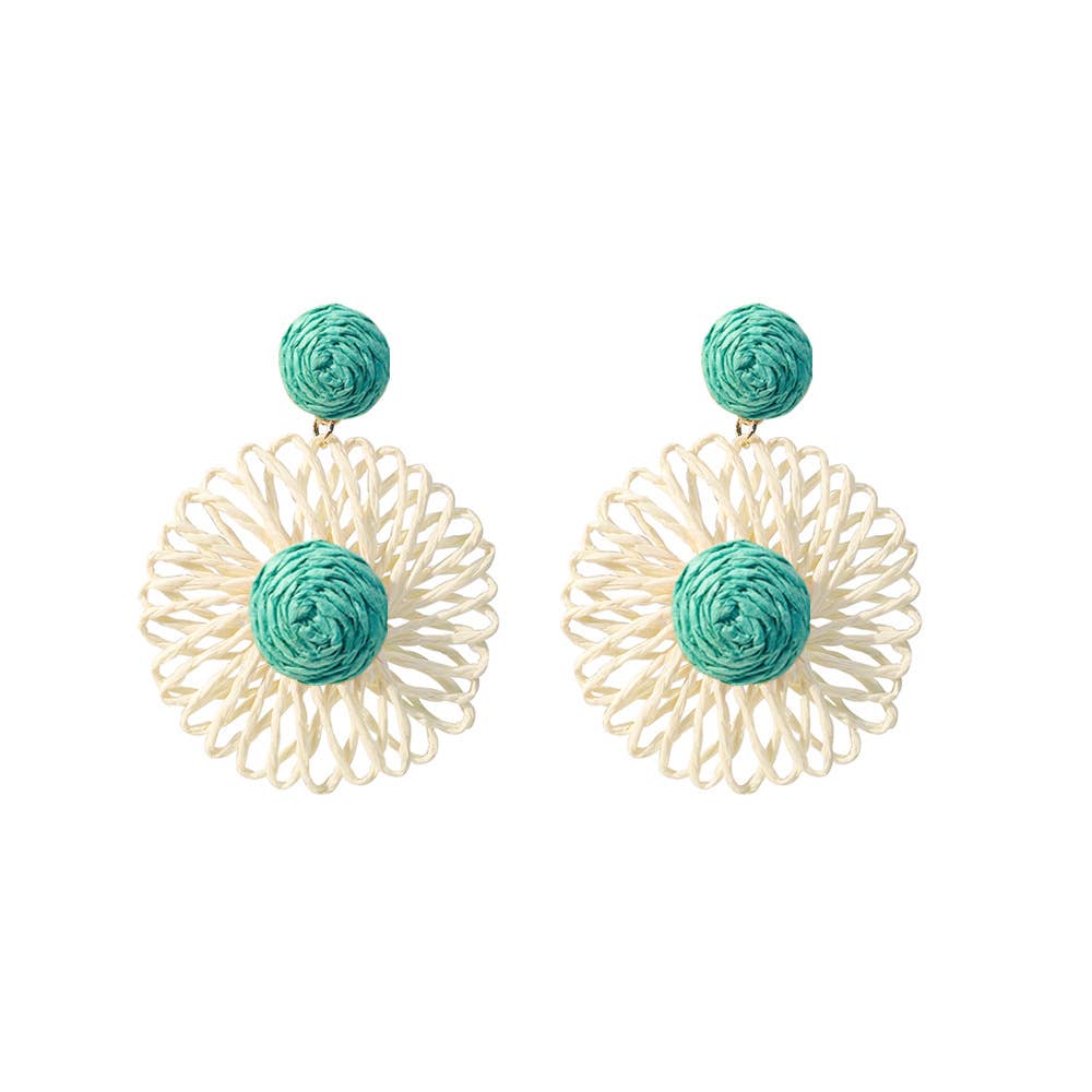 Bohemian vacation woven Raffia grass earrings